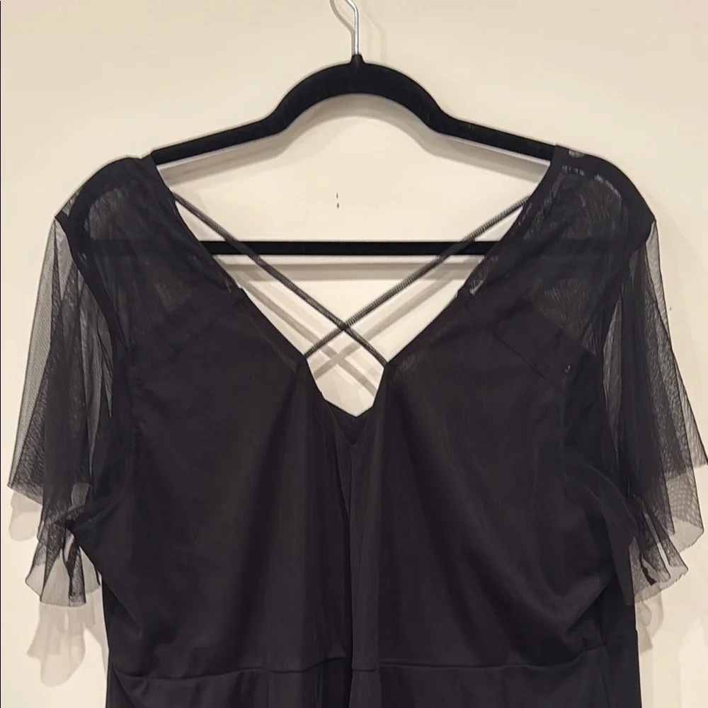 Torrid Black Mesh V-Neck Top - Picture 3 of 7